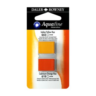 Daler Rowney Aquafine Half Pan Indian Yellow Hue And Cadmium Orange Hue Set 3