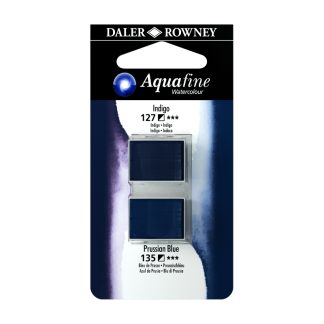 Daler Rowney Aquafine Half Pan Indigo & Prussian Blue Set 10