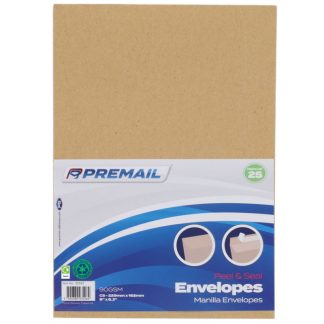 Premail C5 Peel & Seal Envelopes Manilla 25 Pack