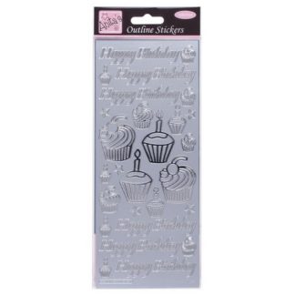 Birthday Cupcake Silver Stickers