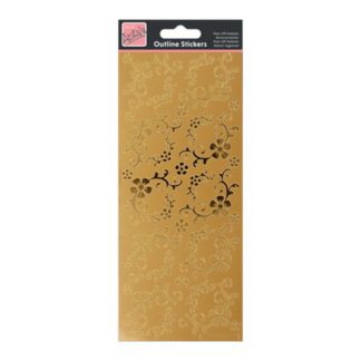 Fanciful Floral Corners Gold Stickers