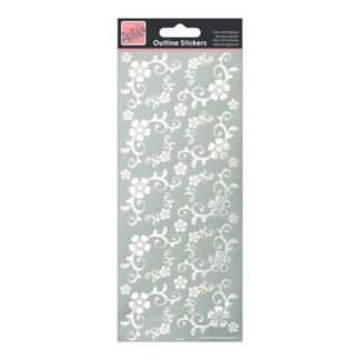 Fanciful Floral Corners Silver Stickers