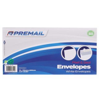 Premail DL Peel & Seal Envelopes White 50 Pack