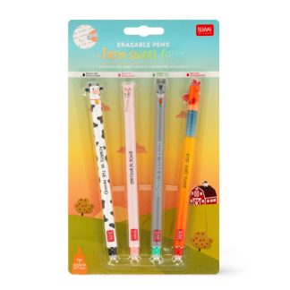 Legami Farm Sweet Farm Set Of 4 Erasable Pen