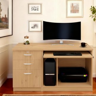 Computer Work Station With 3 Drawer Filing Cabinet