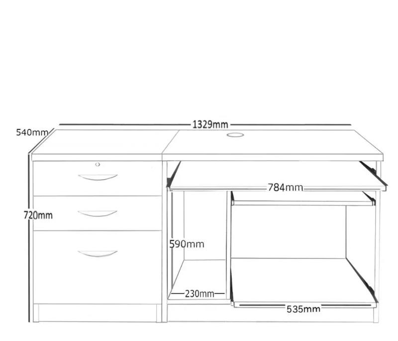 Computer Work Station With 3 Drawer Filing Cabinet - Image 2