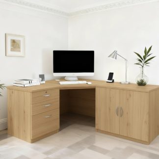 Corner Desk With Cupboard & Drawer Unit