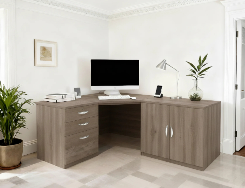 Corner Desk With Cupboard & Drawer Unit - Image 2