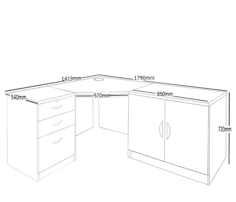 Corner Desk With Cupboard & Drawer Unit - Image 3